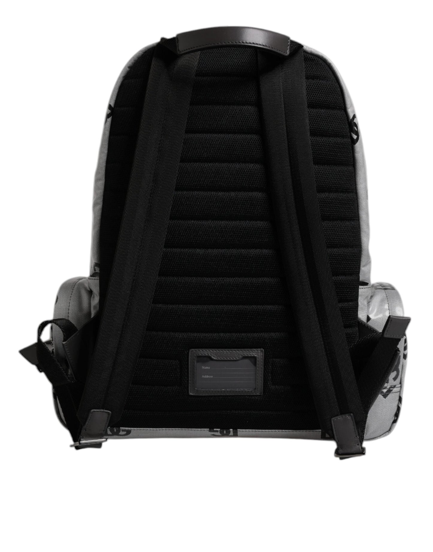 Dolce & Gabbana Polyester Gray Black DG Logo Plaque Backpack Bag