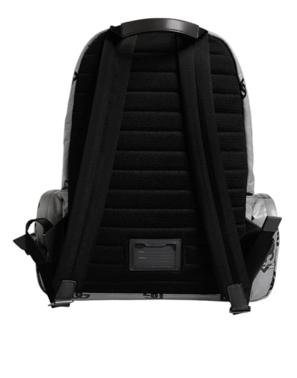 Dolce & Gabbana Polyester Gray Black DG Logo Plaque Backpack Bag