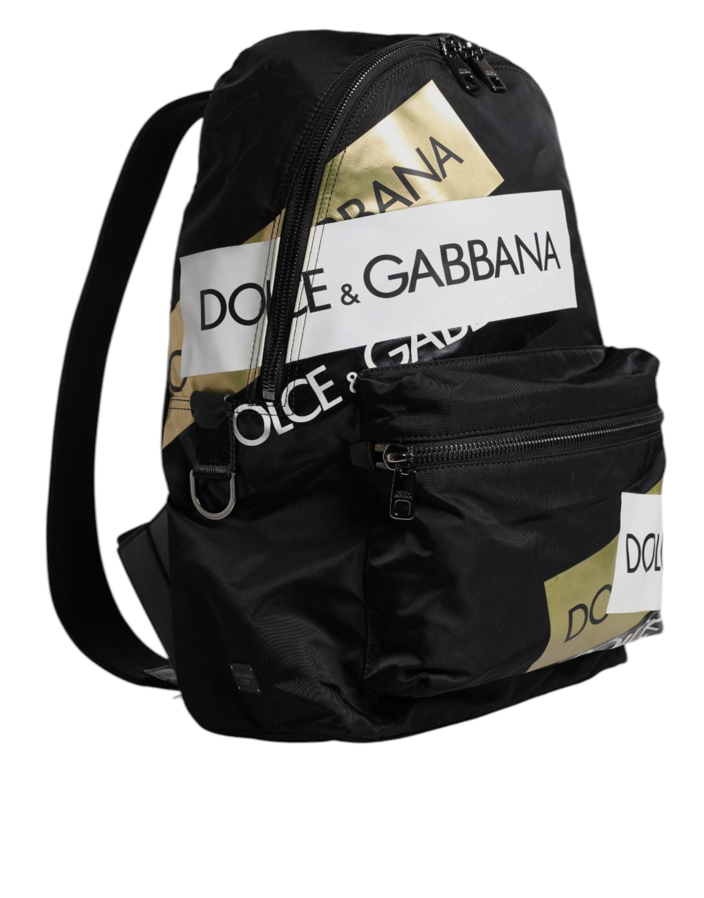 Dolce & Gabbana Black Logo Tape Polyamide School Travel Backpack Bag
