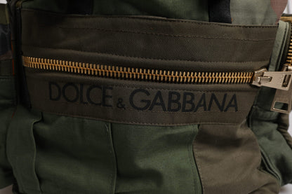 Dolce & Gabbana Military Green Patchwork Travel Backpack Bag
