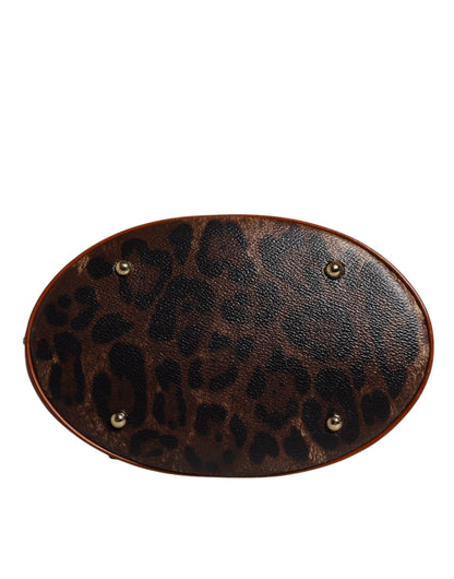 Dolce & Gabbana Brown Leopard Leather Shoulder Strap Tote Bag