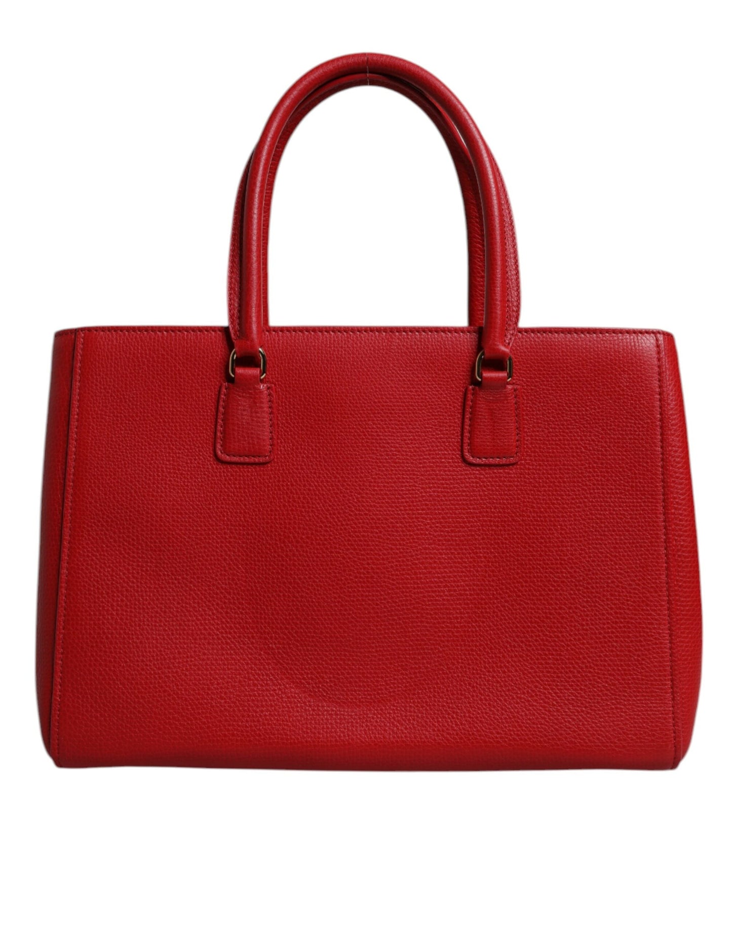 Dolce & Gabbana Red Calfskin Leather Logo Plaque Top Handle Bag