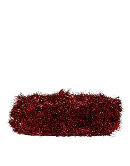 Dolce & Gabbana Red Gold Chain VANDA Tinsel Crystals Evening Clutch Bag