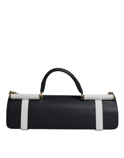 Dolce & Gabbana Blue White Calfskin Leather Crossbody Shoulder Bag