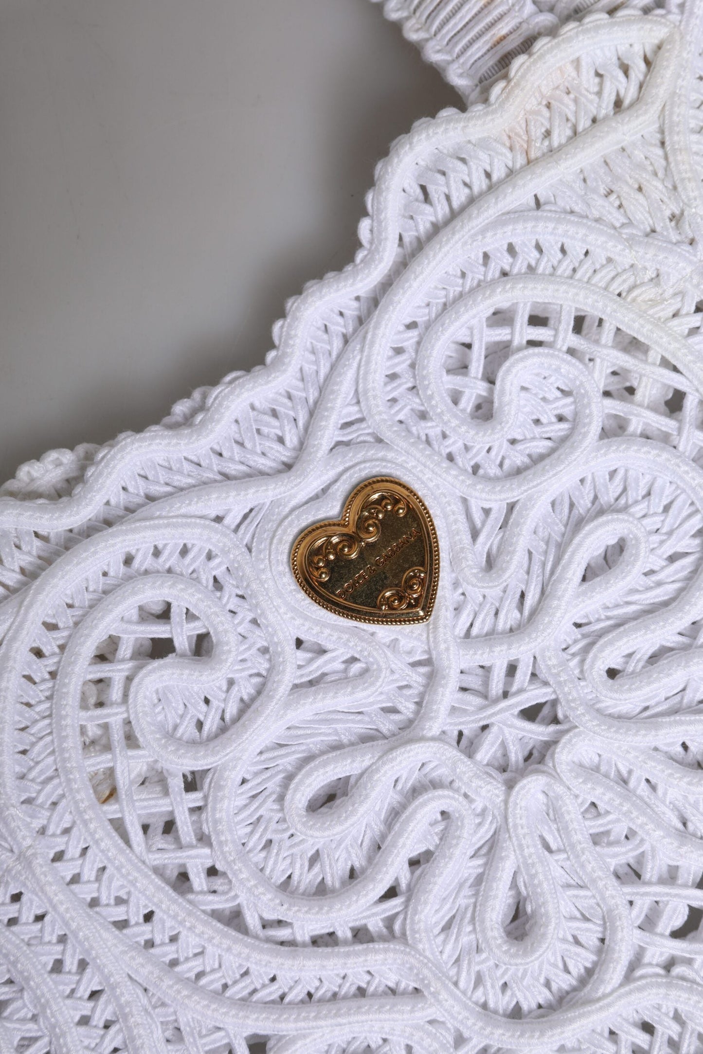 Dolce & Gabbana White Cordonetto Lace Beatrice Tote Shopping Bag