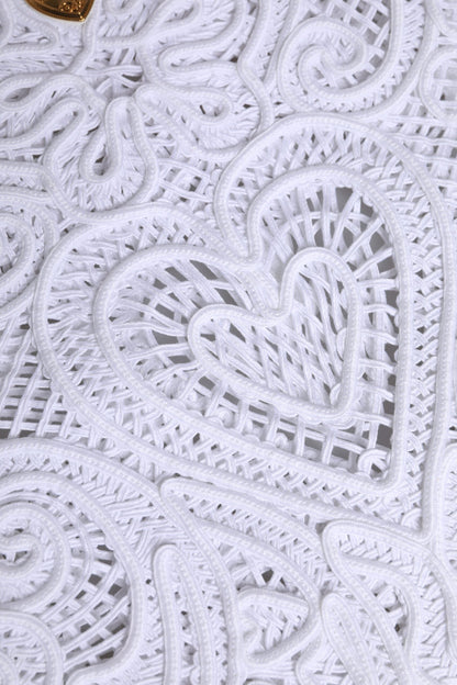 Dolce & Gabbana White Cordonetto Lace Beatrice Tote Shopping Bag