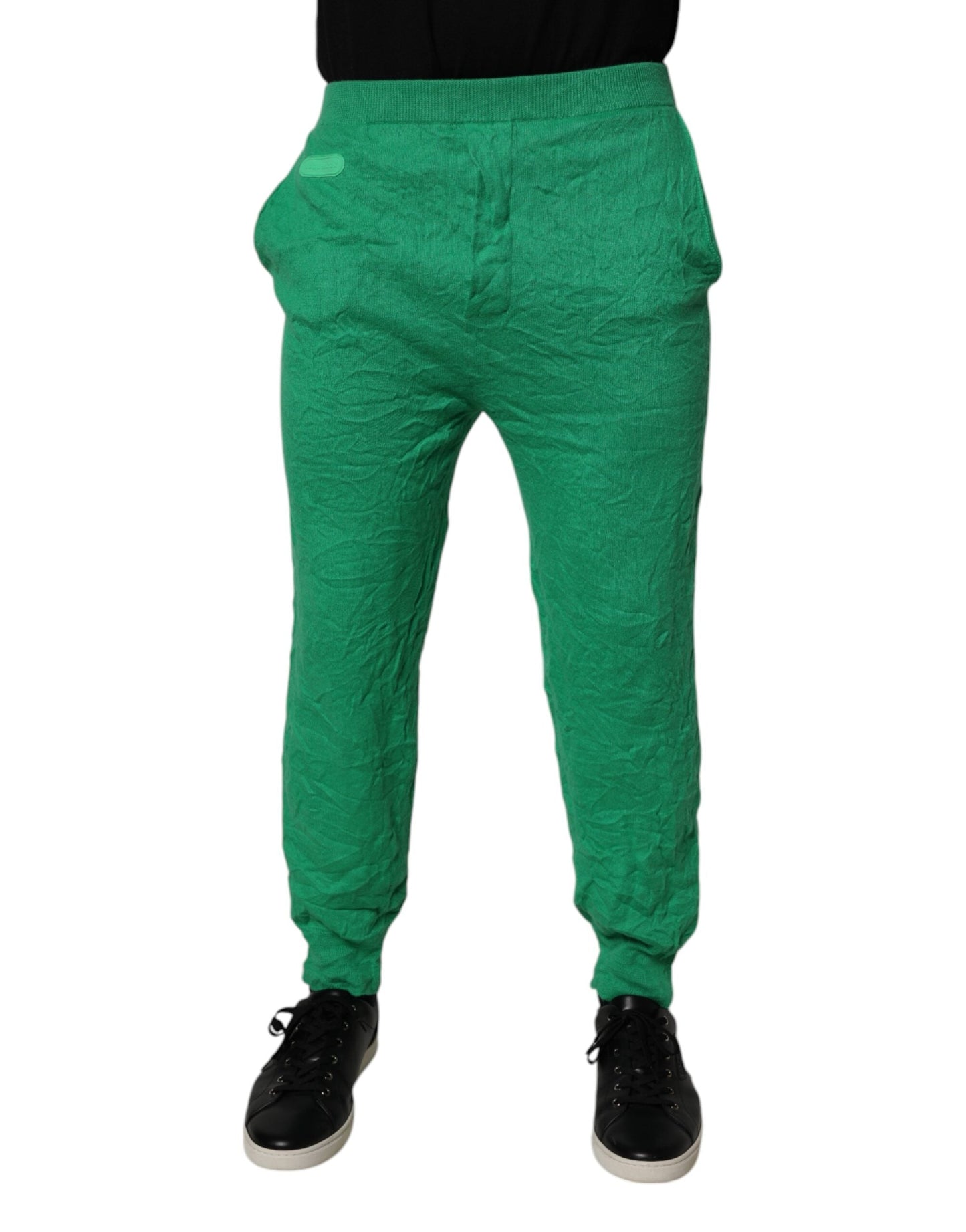 Dsquared² Green Cotton Elastic Waist Men Casual Pants