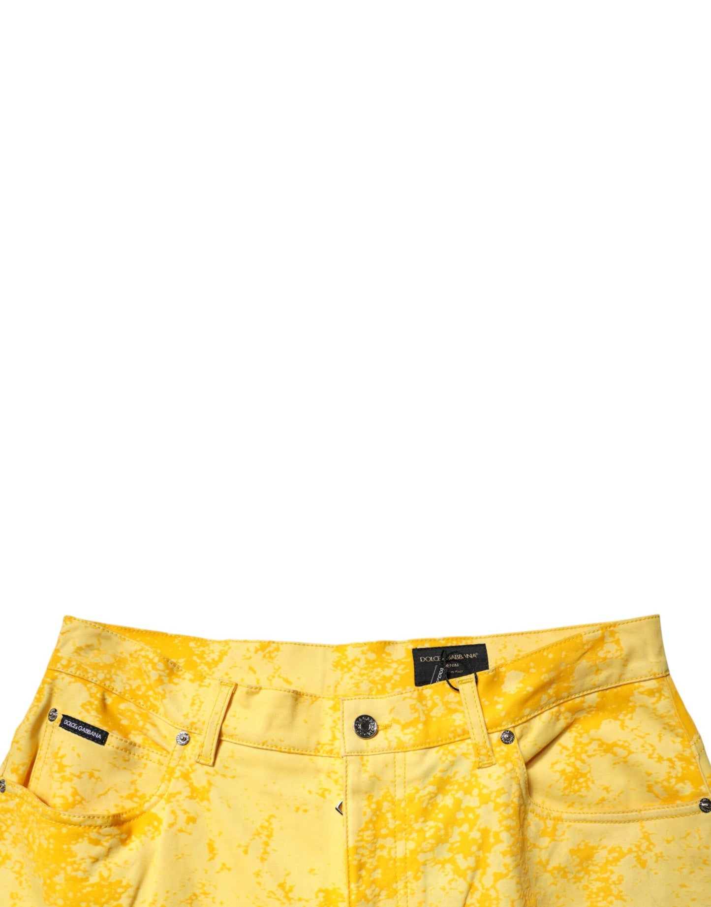 Dolce & Gabbana Yellow Tie Dye Cotton Straight Denim Jeans