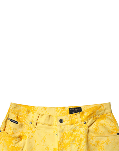 Dolce & Gabbana Yellow Tie Dye Cotton Straight Denim Jeans