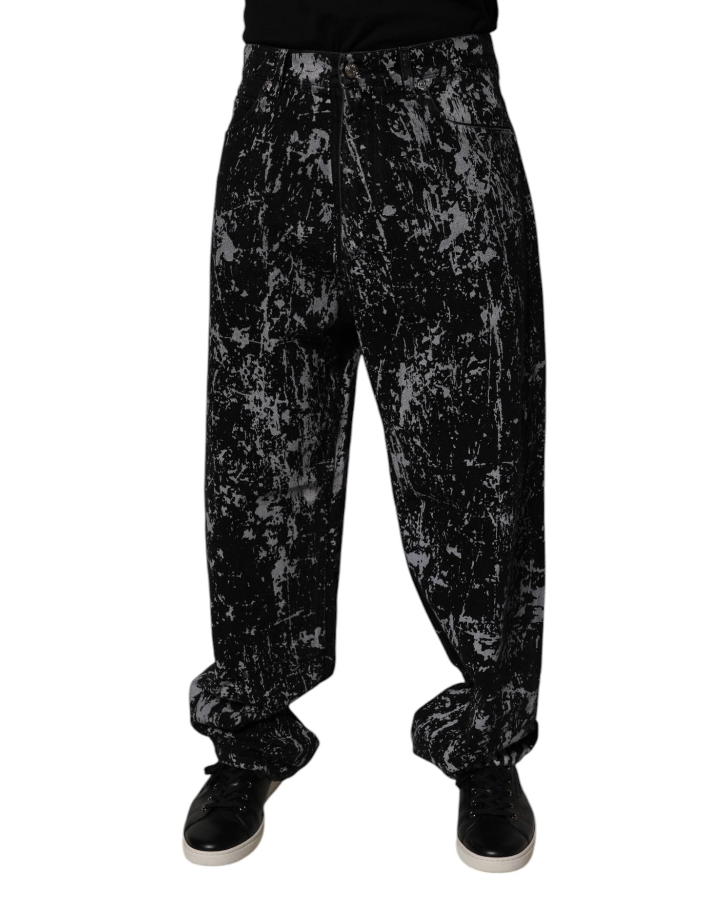 Dolce & Gabbana Black Tie Dye Cotton Straight Men Denim Jeans