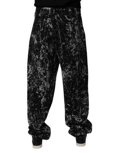 Dolce & Gabbana Black Tie Dye Cotton Straight Men Denim Jeans