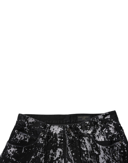 Dolce & Gabbana Black Tie Dye Cotton Straight Men Denim Jeans