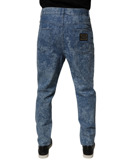 Dolce & Gabbana Blue Tie Dye Cotton Skinny Men Denim Jeans