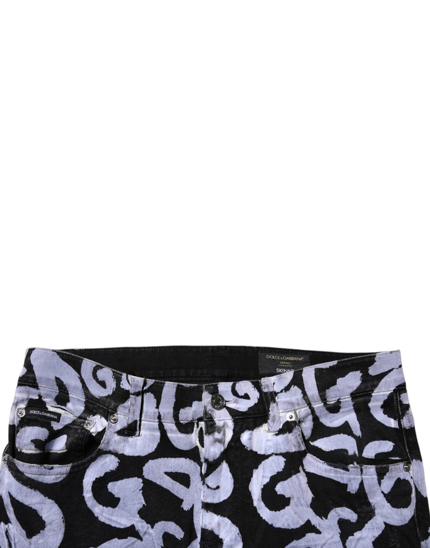 Dolce & Gabbana Black Logo Monogram Cotton Skinny Denim Jeans