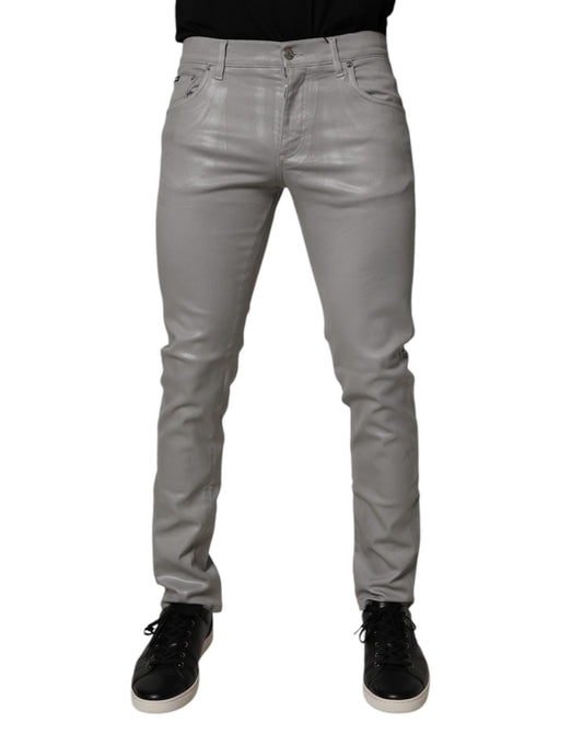 Dolce & Gabbana Gray Cotton Stretch Men Slim Fit Denim Jeans