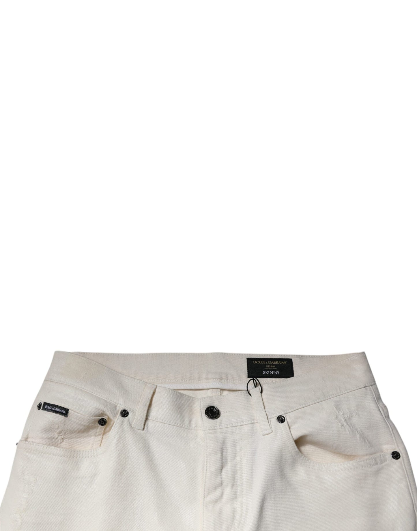 Dolce & Gabbana Off White Cotton Stretch Skinny Denim Jeans