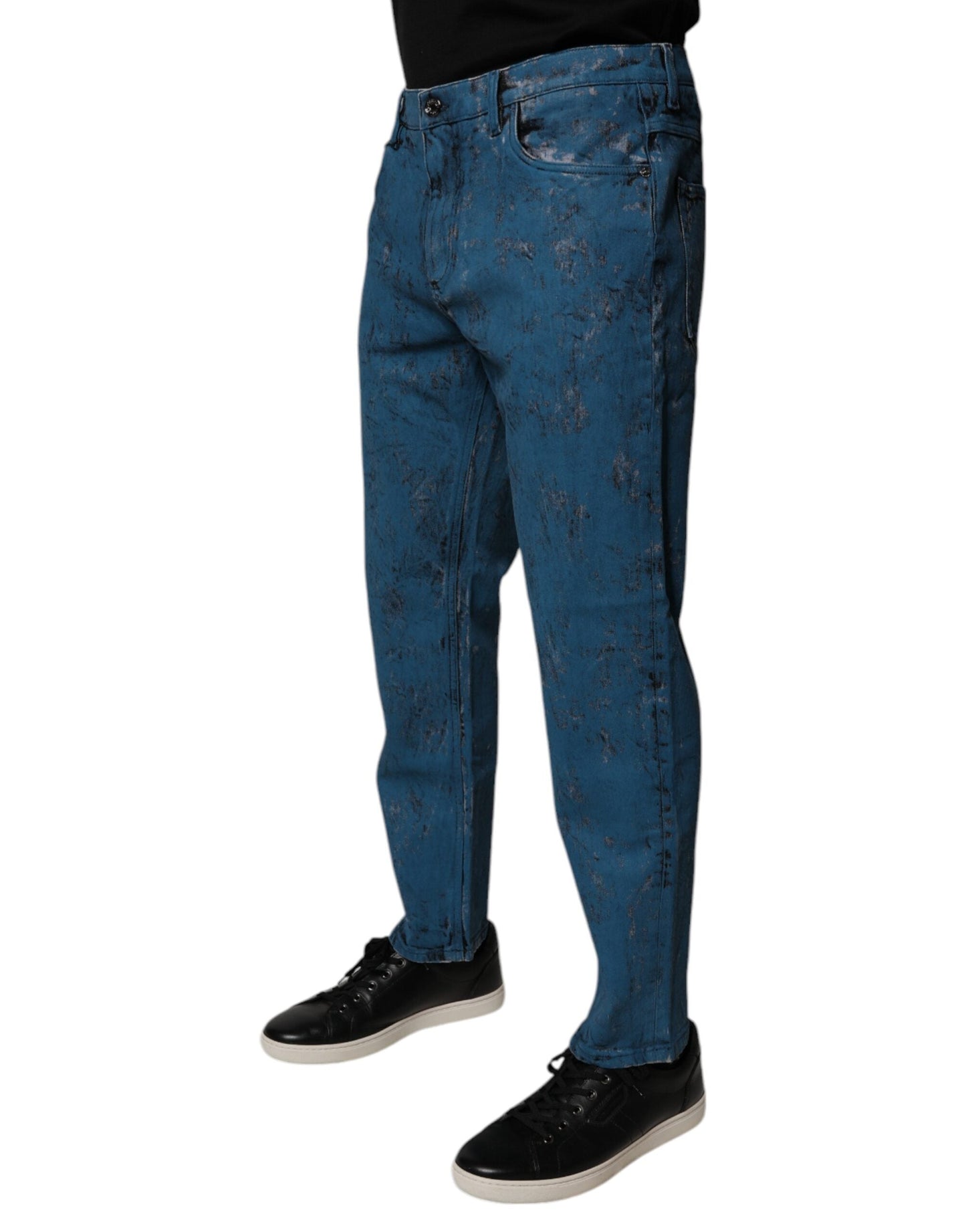 Dolce & Gabbana Blue Tie Dye Cotton Skinny Men Denim Jeans