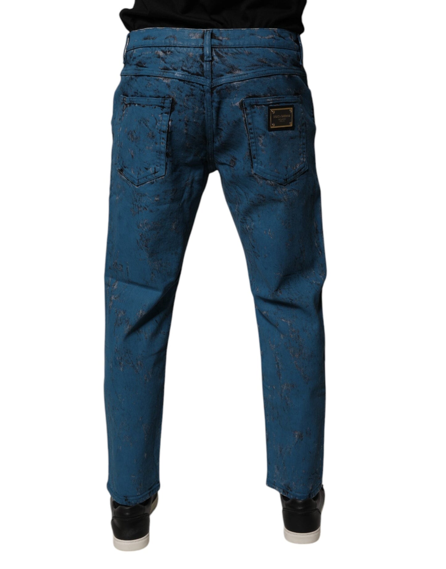 Dolce & Gabbana Blue Tie Dye Cotton Skinny Men Denim Jeans