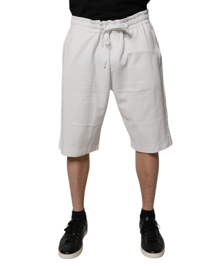 Dolce & Gabbana White Cotton Sweatshorts Men Bermuda Shorts