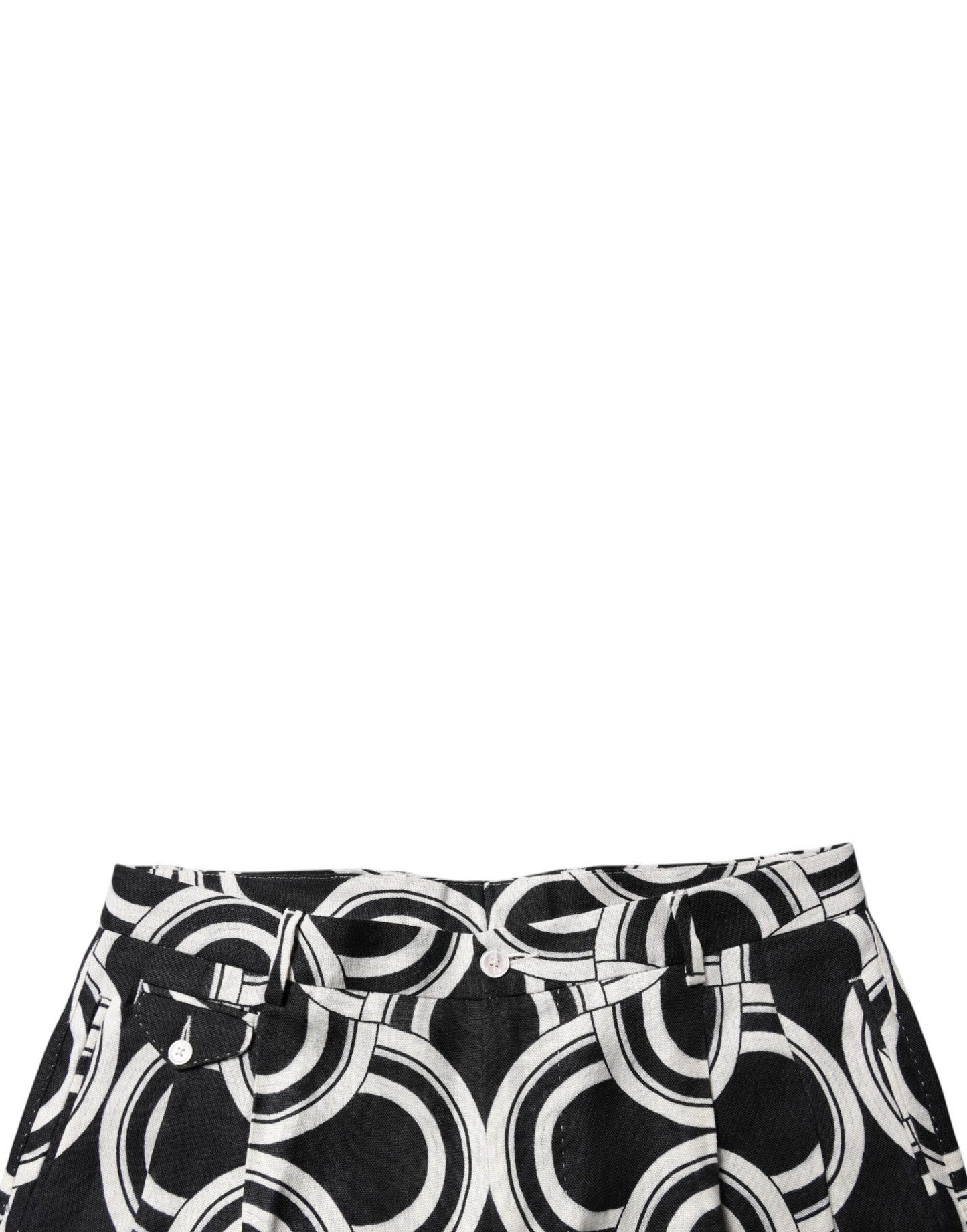 Dolce & Gabbana Black White Linen Bermuda Shorts