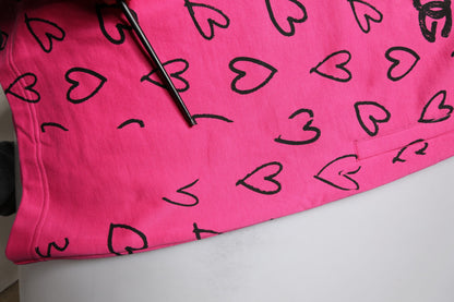 Dolce & Gabbana Pink Cotton Heart Print Bermuda Shorts