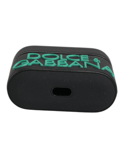 Dolce & Gabbana Black Orange Silicone Embossed Logo Airpods Case