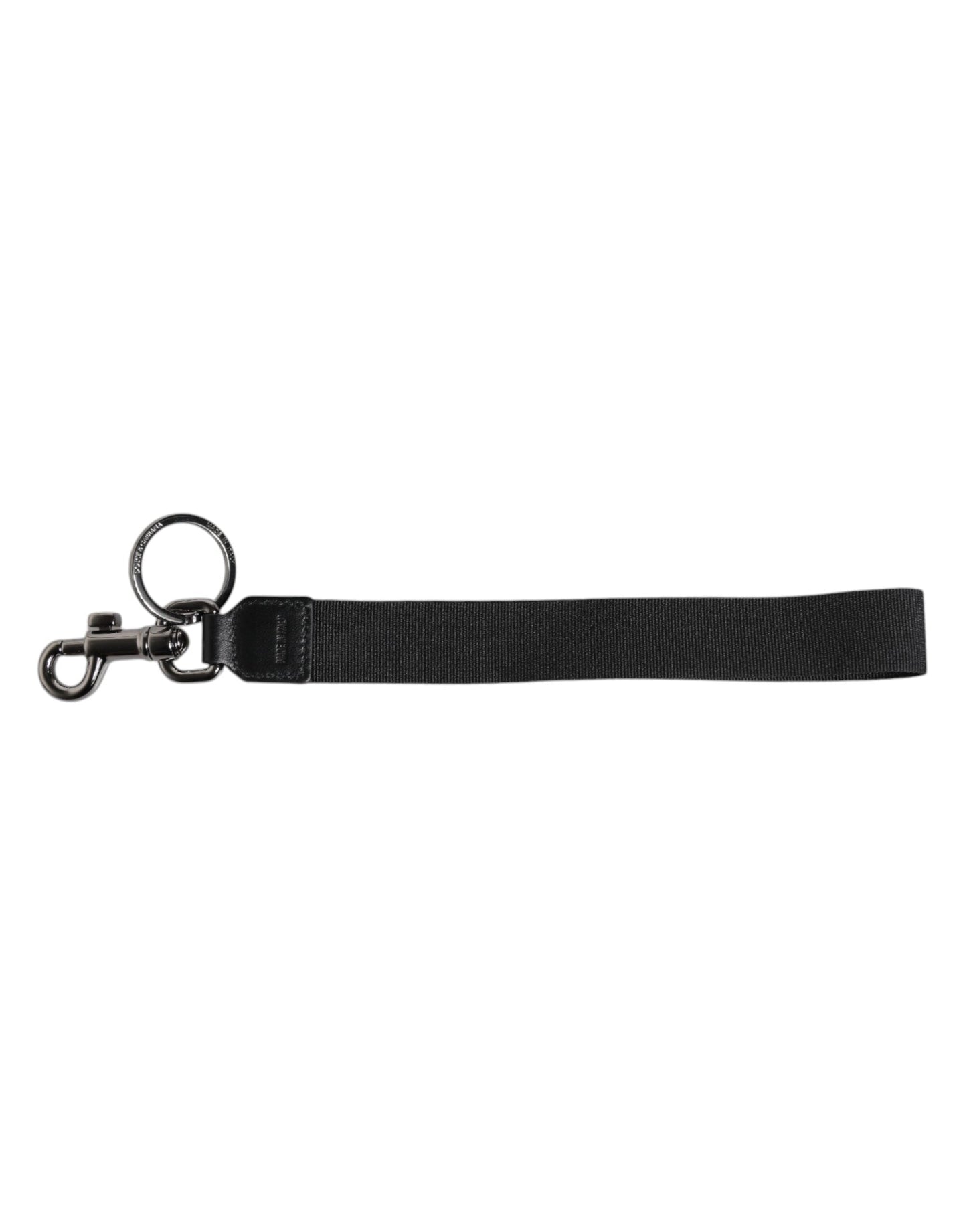 Dolce & Gabbana Black Logo Nylon Silver Brass Men Holder Keychain Keyring