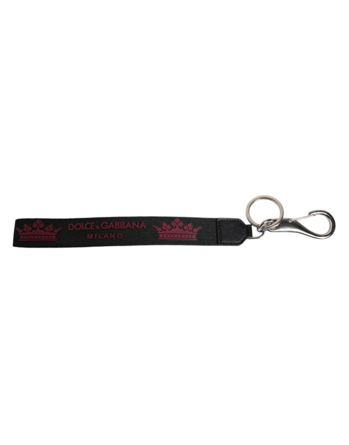 Dolce & Gabbana Black Nylon Logo DG Crown Men's Holder Keychain Keyring