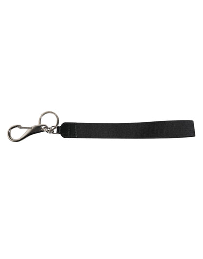 Dolce & Gabbana Black Nylon Logo DG Crown Men's Holder Keychain Keyring