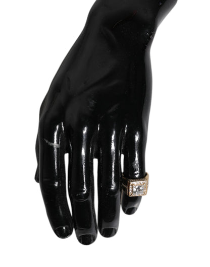 Dolce & Gabbana Gold Tone Sterling Silver 925 Crystals Ring