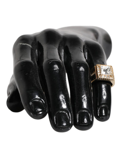 Dolce & Gabbana Gold Tone Sterling Silver 925 Crystals Ring