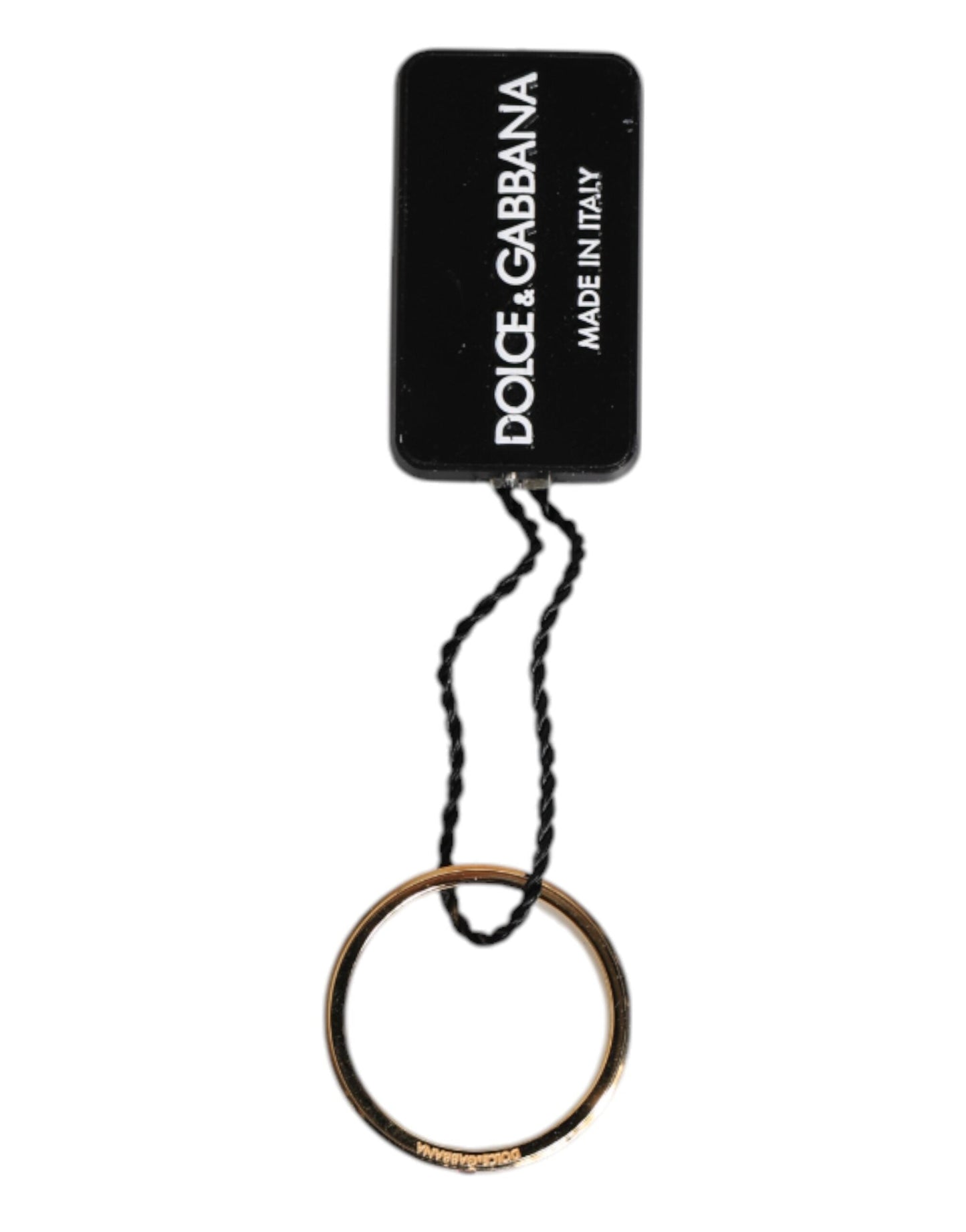 Dolce & Gabbana Gold Tone Brass Red Crystal DG Logo Ring