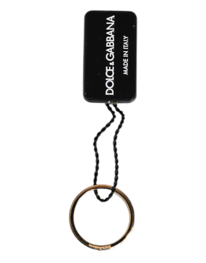 Dolce & Gabbana Gold Tone Brass Red Crystal DG Logo Ring