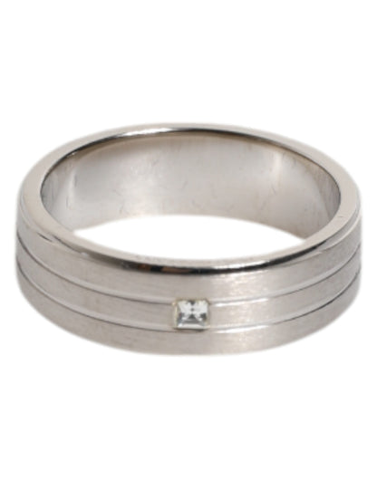Dolce & Gabbana Silver Tone Brass Clear Crystal DG Logo Ring