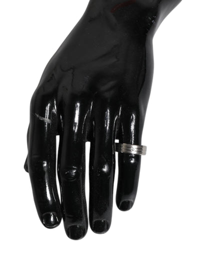 Dolce & Gabbana Silver Tone Brass Clear Crystal DG Logo Ring