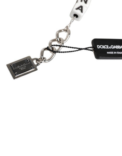 Dolce & Gabbana Silver Brass Chain Dice Logo Embellished Charm Bracelet