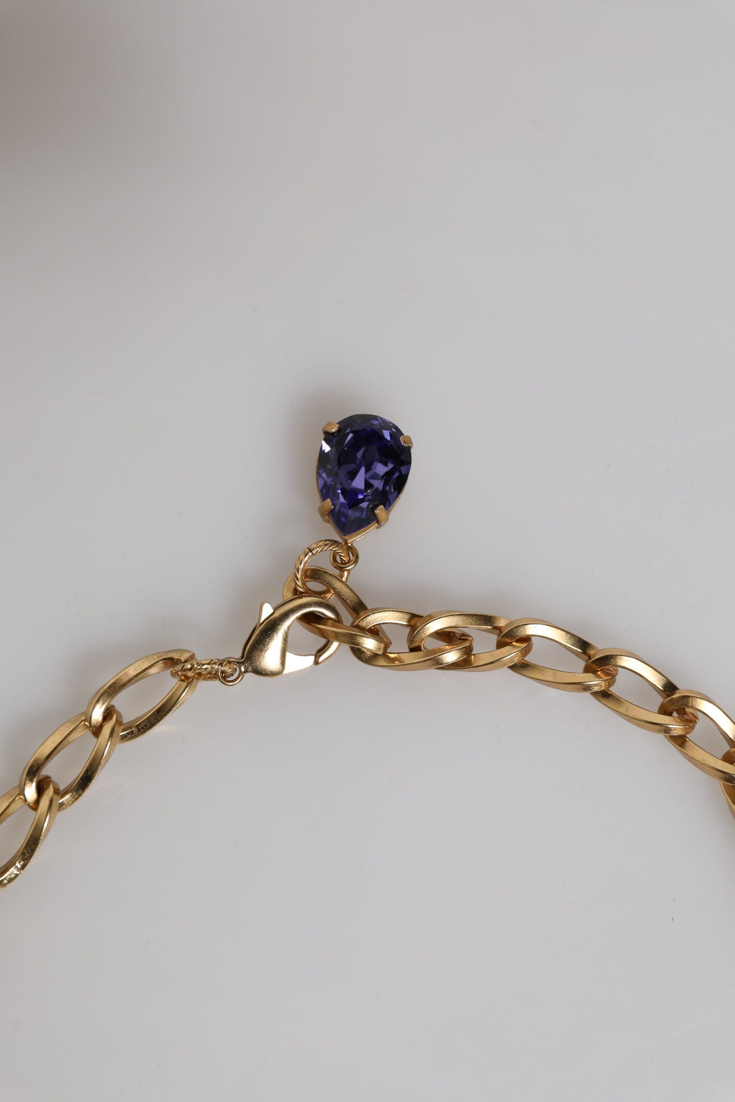 Dolce & Gabbana Gold Brass Floral Crystals Pearl Embellished Necklace