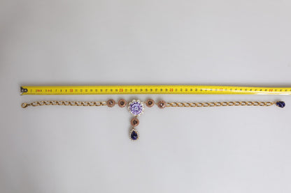 Dolce & Gabbana Gold Brass Floral Crystals Pearl Embellished Necklace