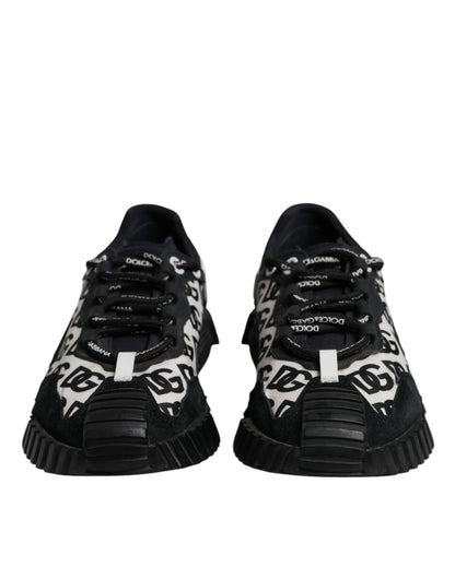Dolce & Gabbana Black Logo Lace Up Low Top NS1 Sneakers Shoes