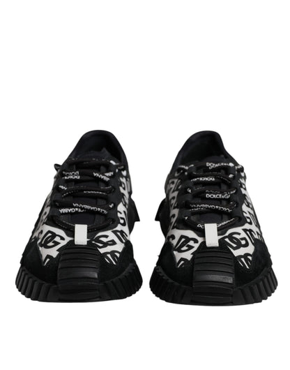 Dolce & Gabbana Black Logo Lace Up Low Top NS1 Sneakers Shoes