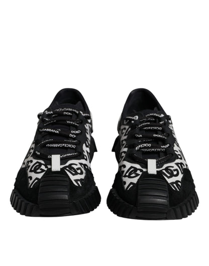 Dolce & Gabbana Black Logo Lace Up Low Top NS1 Sneakers Shoes