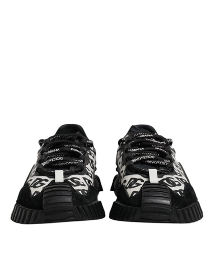 Dolce & Gabbana Black Logo Lace Up Low Top NS1 Sneakers Shoes