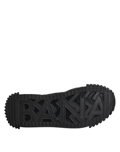 Dolce & Gabbana Black Logo Lace Up Low Top NS1 Sneakers Shoes