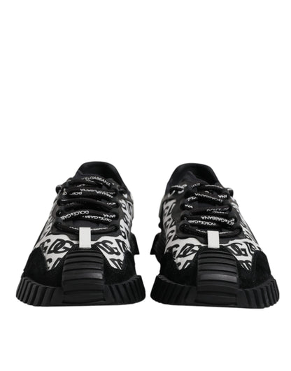 Dolce & Gabbana Black Logo Lace Up Low Top NS1 Sneakers Shoes