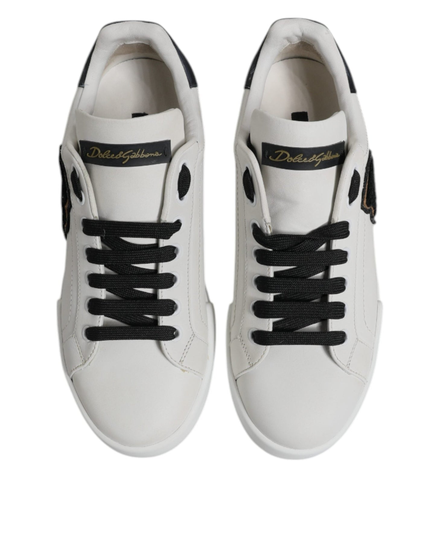 Dolce & Gabbana White Leather DG Logo Low Top Sneakers Shoes