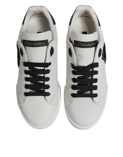 Dolce & Gabbana White Leather DG Logo Low Top Sneakers Shoes