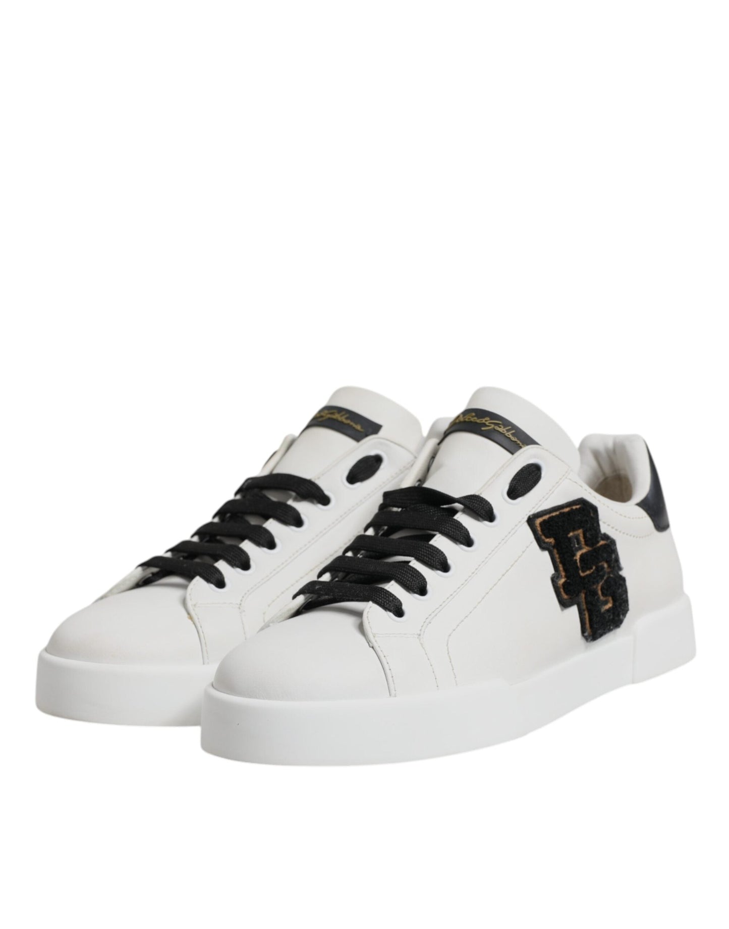 Dolce & Gabbana White Leather DG Logo Low Top Sneakers Shoes
