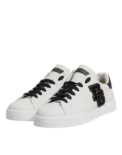 Dolce & Gabbana White Leather DG Logo Low Top Sneakers Shoes