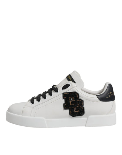 Dolce & Gabbana White Leather DG Logo Low Top Sneakers Shoes