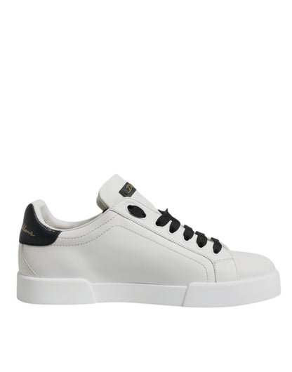 Dolce & Gabbana White Leather DG Logo Low Top Sneakers Shoes